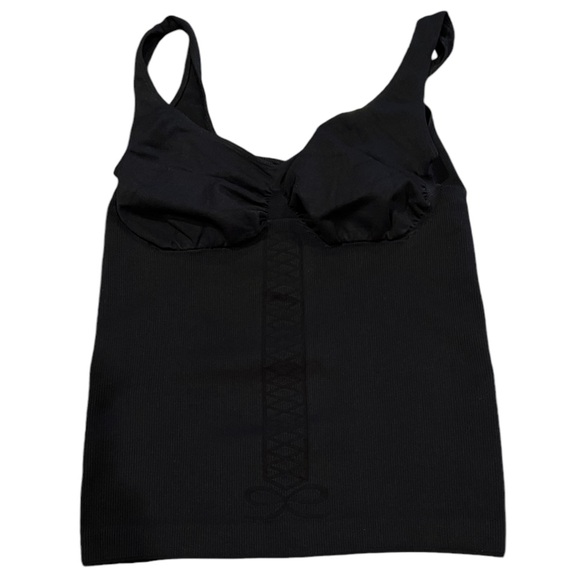 Guess Compression Tank Top M/L Black Ribbed Scoop Neck New - Picture 2 of 5